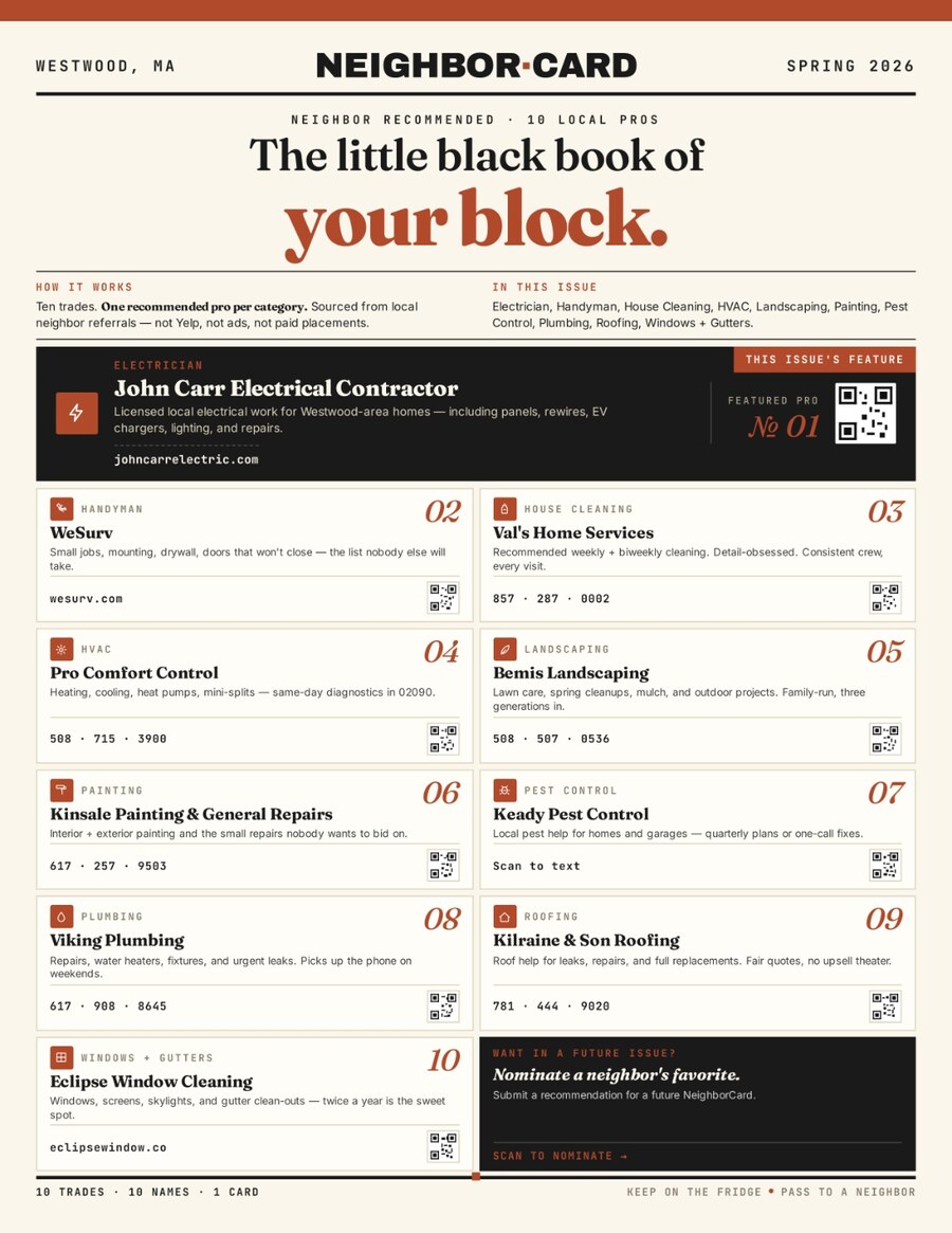 NeighborCard Westwood Spring 2026 - The little black book of your block